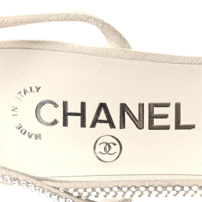 Chanel Strass Grosgrain Cap Toe CC Slingback Pumps 36.5 Silver Black 9 of 9