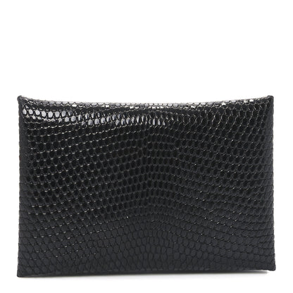 Hermes Lizard Calvi Card Case Black 1 of 7
