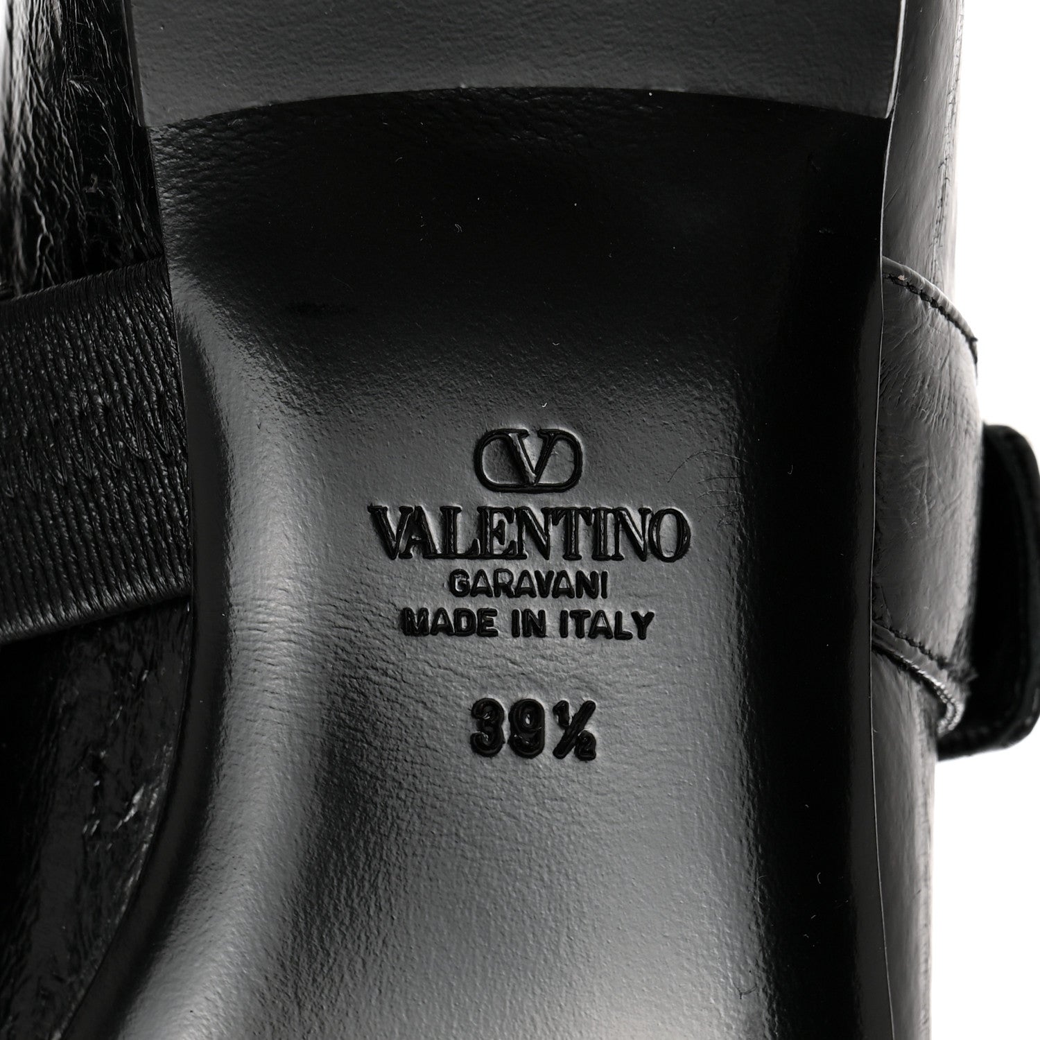Valentino Garavani Textured Patent Nappa Locker Mary Jane Collapsible Heel Ballerina Flats 39.5 Black 8 of 9