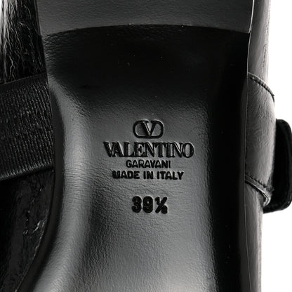 Valentino Garavani Textured Patent Nappa Locker Mary Jane Collapsible Heel Ballerina Flats 39.5 Black 8 of 9