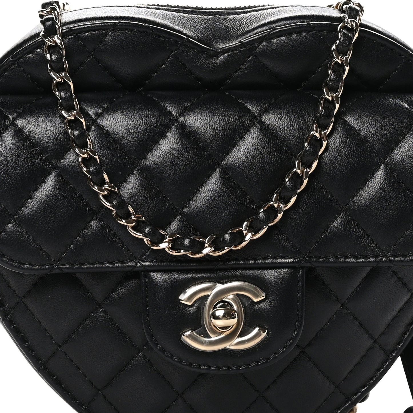 Lambskin Quilted CC In Love Heart Bag Black