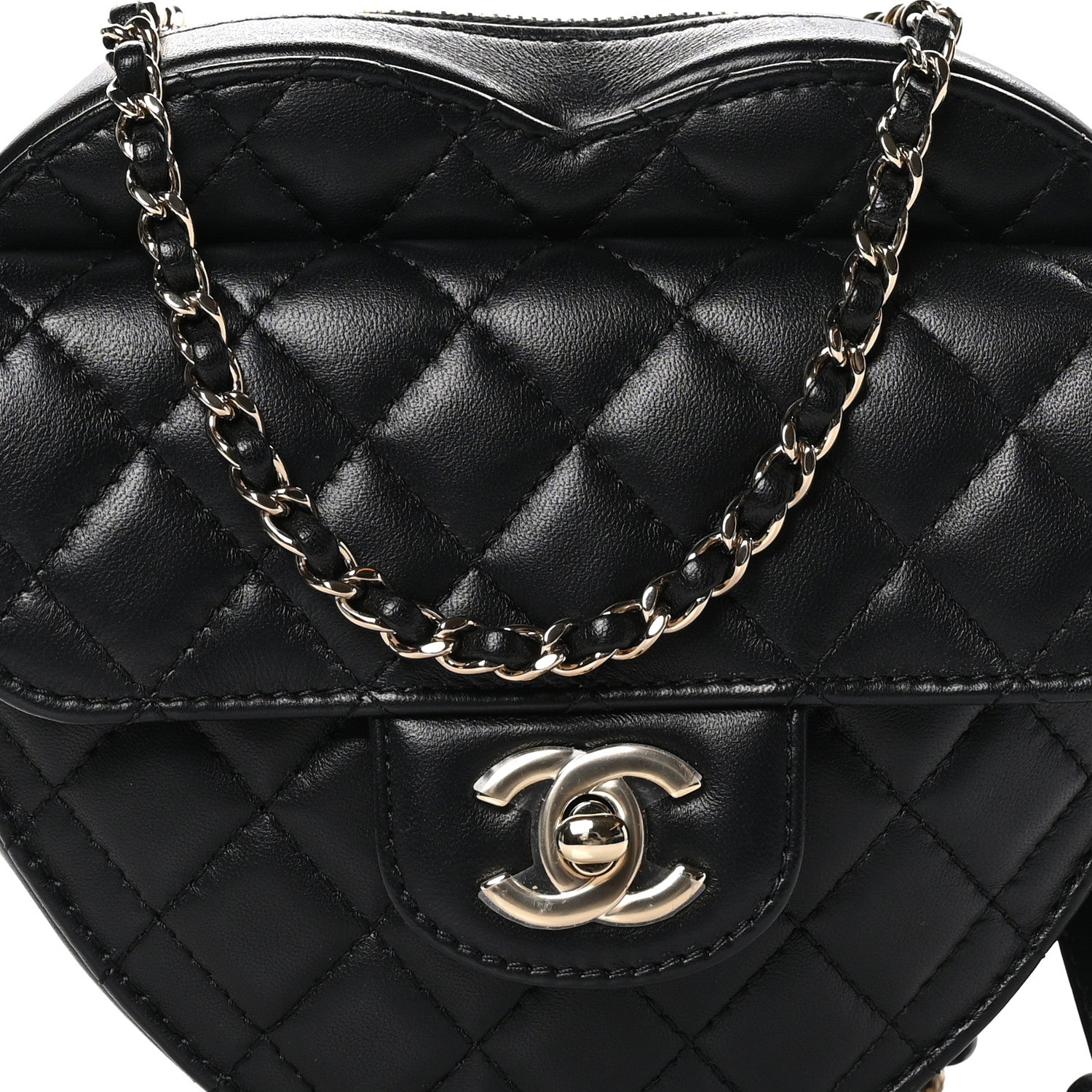 Chanel Lambskin Quilted CC In Love Heart Bag Black 8 of 11