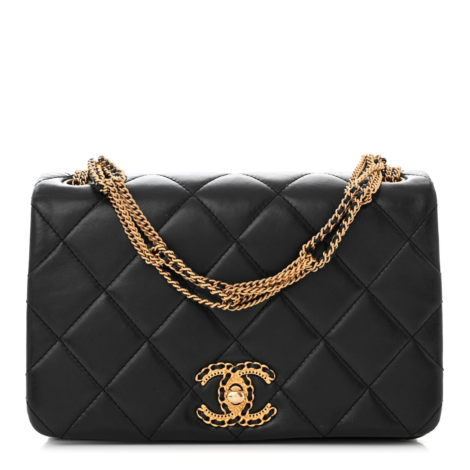 Chanel Lambskin Quilted On And On Small Chain Flap Black 1 of 11