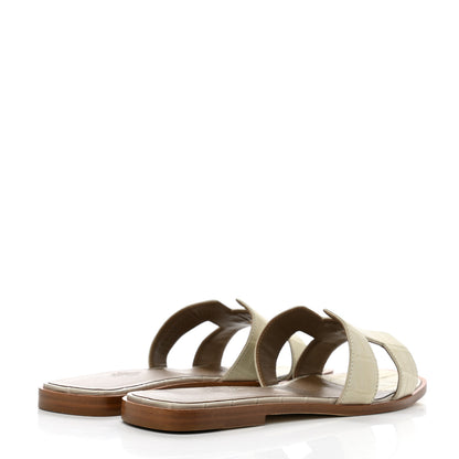 Hermes Shiny Alligator Oran Sandals 39 Beton 4 of 9
