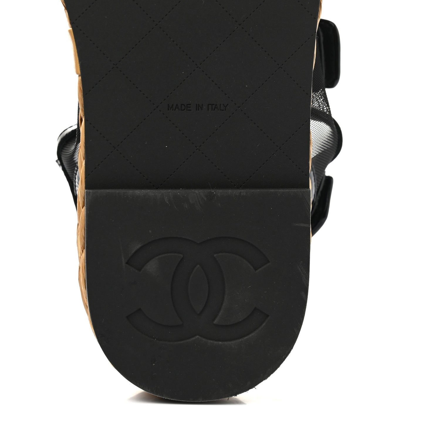 Mesh Patent Calfskin Velcro Dad Sandals 37 Black
