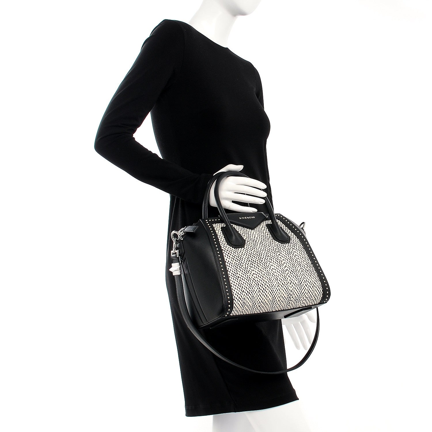 Givenchy Elaphe Calfskin Small Studded Antigona Black 3 of 10