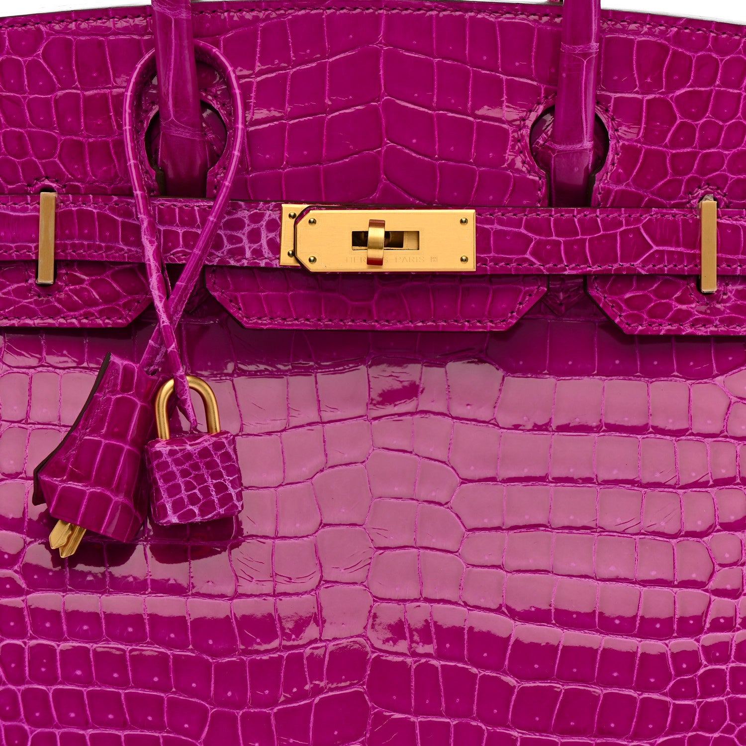 Hermes Shiny Porosus Crocodile Horseshoe Birkin 30 Rose Scheherazade 8 of 11