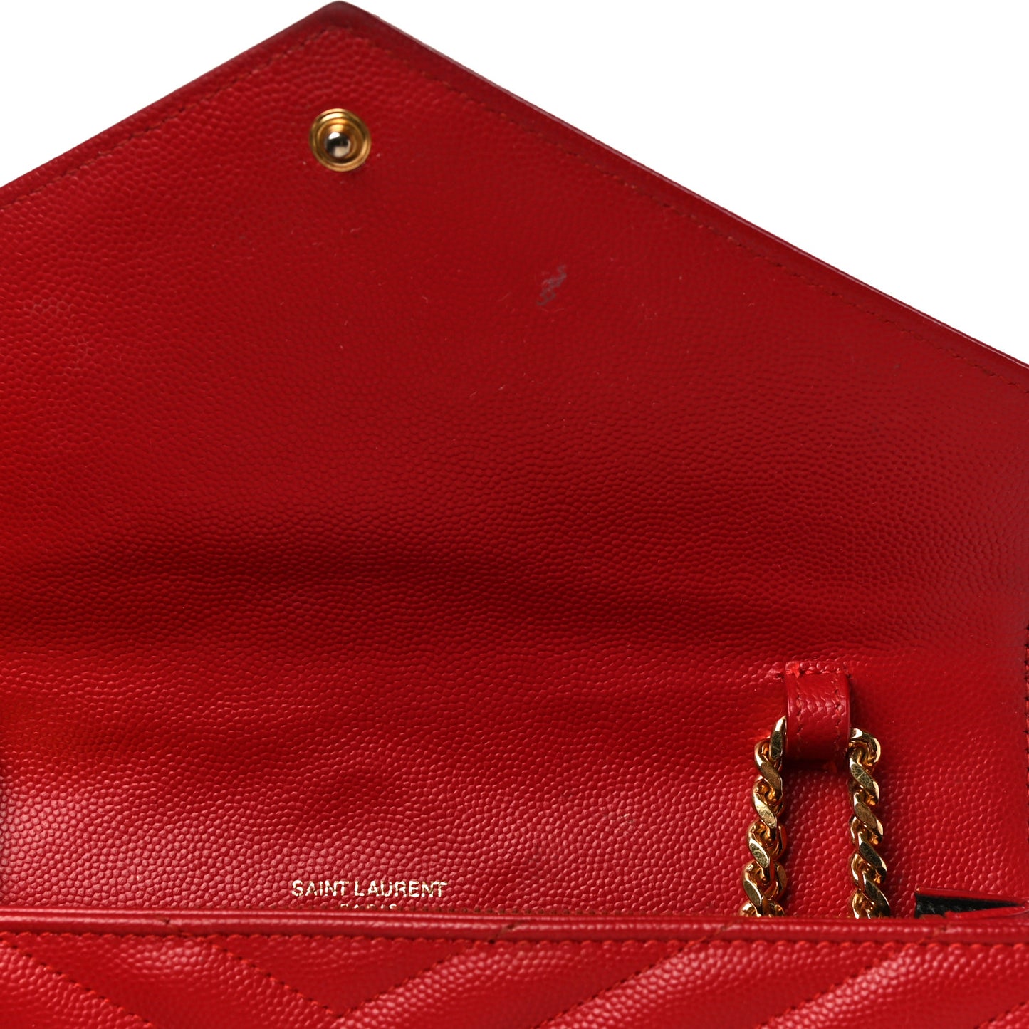 Grain De Poudre Matelasse Chevron Monogram Chain Wallet New Red