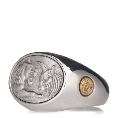 David Yurman Sterling Silver 22K Yellow Gold Lion and Goat Petrvs Ring 59 9 3 of 5