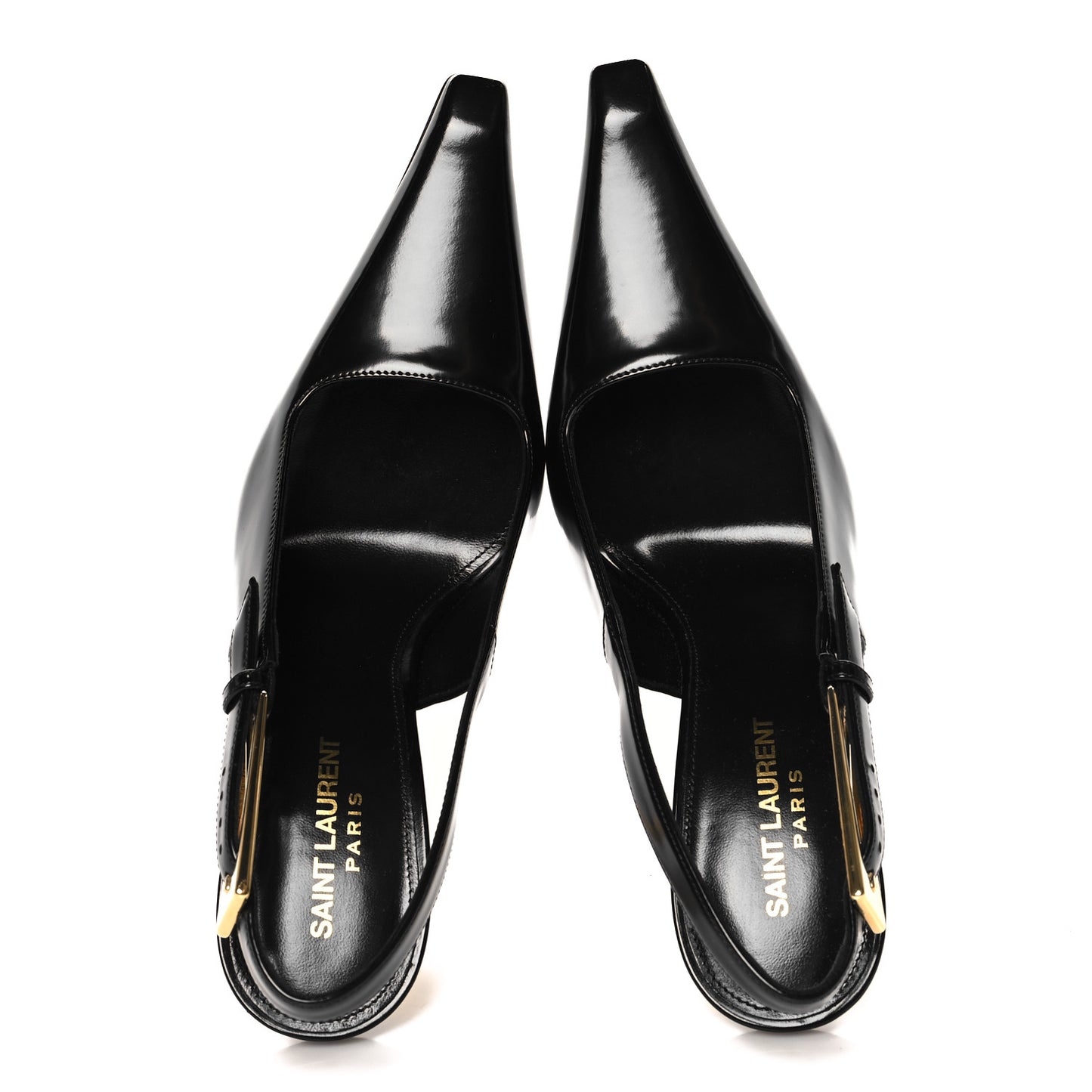 Glazed Calfskin Lee Slingback Pumps 38 Black