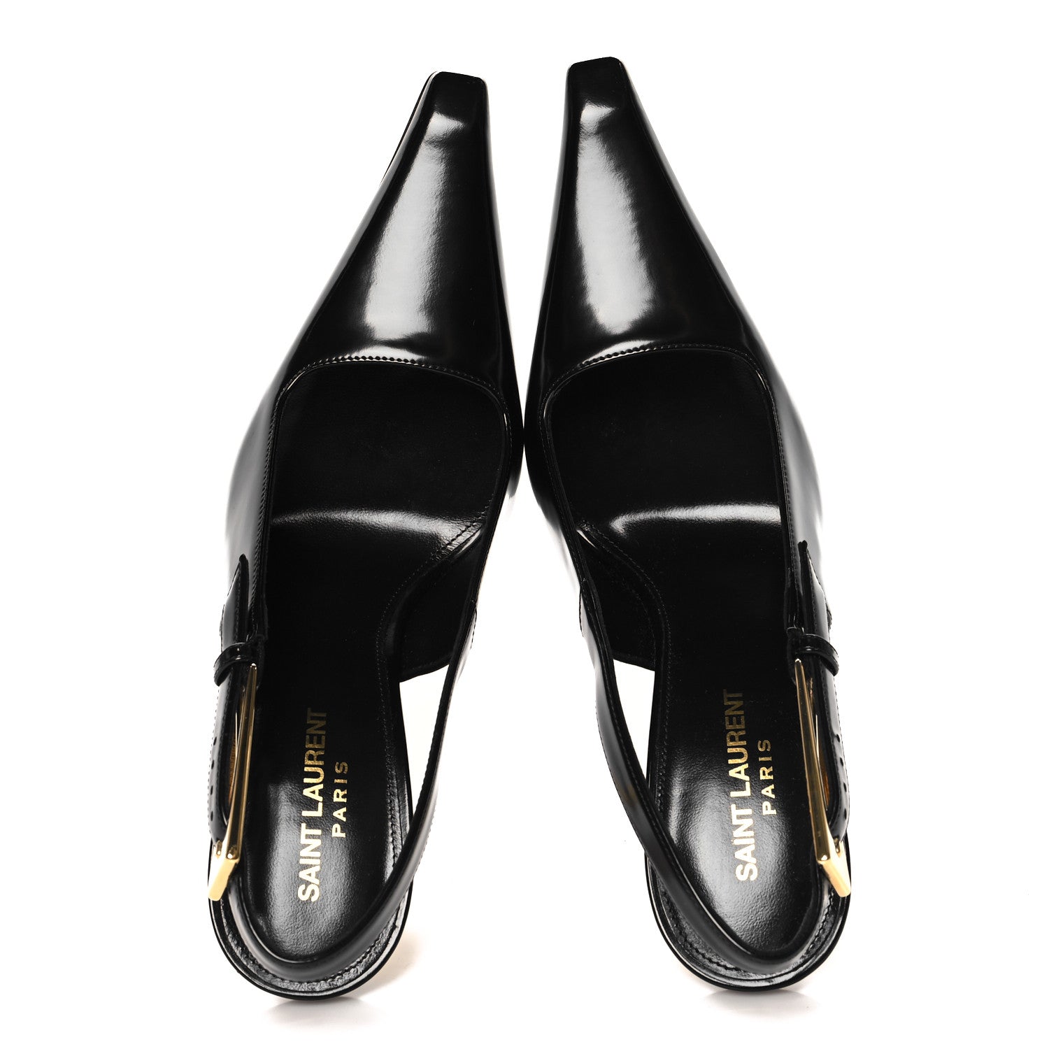 Saint Laurent Glazed Calfskin Lee Slingback Pumps 38 Black 2 of 9