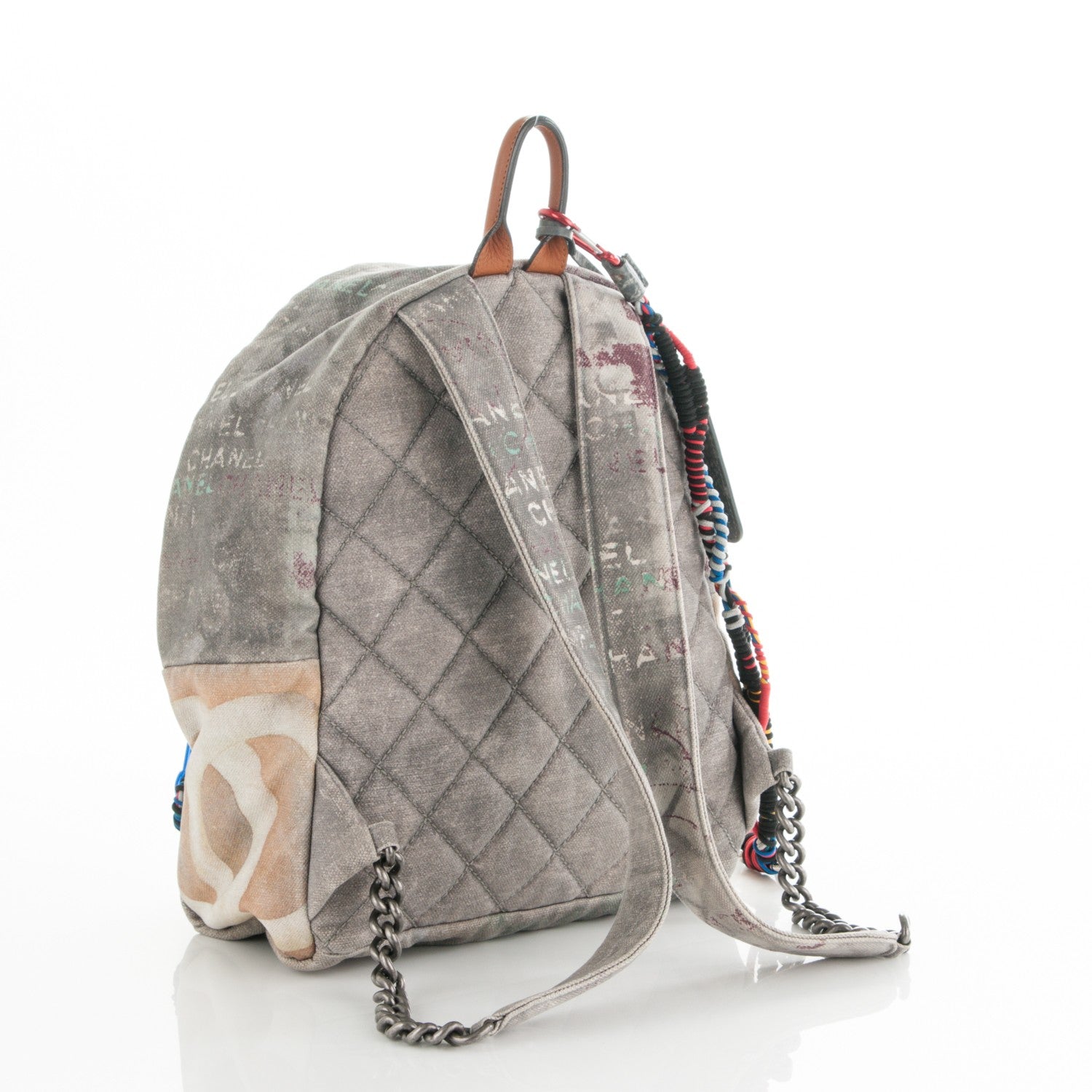 Chanel Graffiti Printed Canvas Medium Backpack Grey 3 of 8