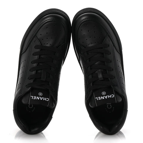 Calfskin Womens Logo Sneakers 38.5 Black