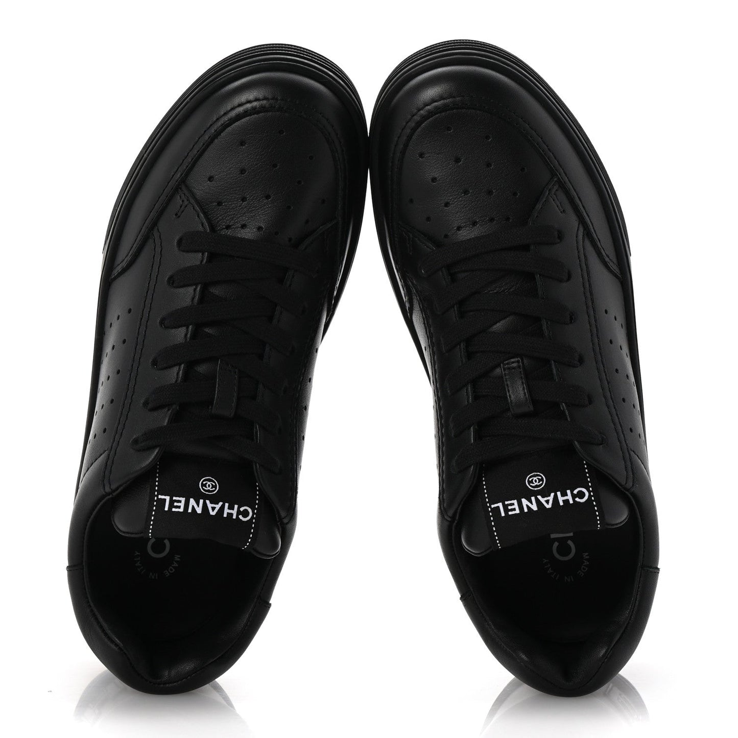 Calfskin Womens Logo Sneakers 38.5 Black