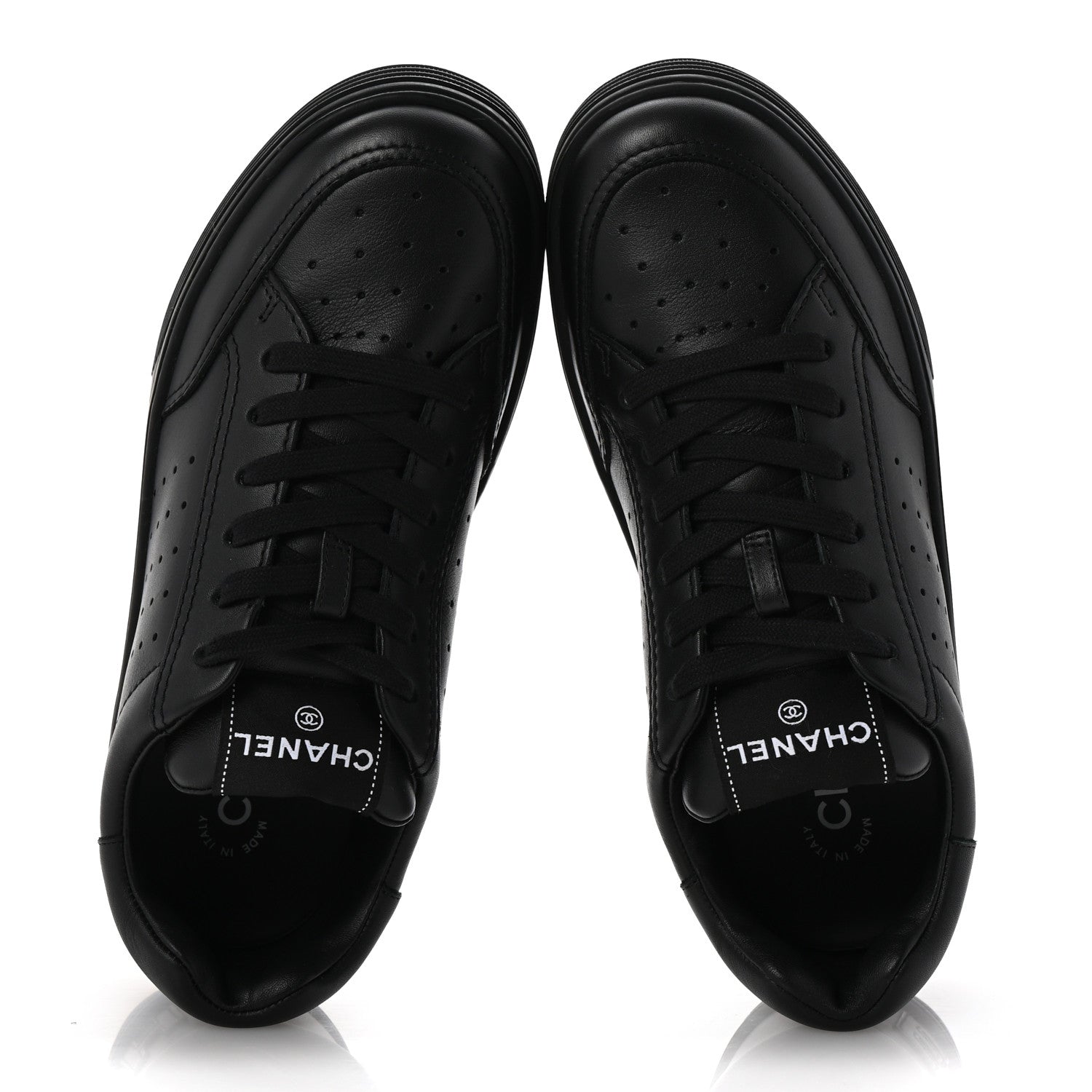Chanel Calfskin Womens Logo Sneakers 38.5 Black 2 of 10