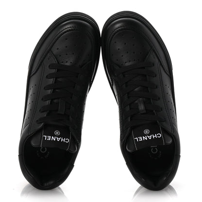Chanel Calfskin Womens Logo Sneakers 38.5 Black 2 of 10