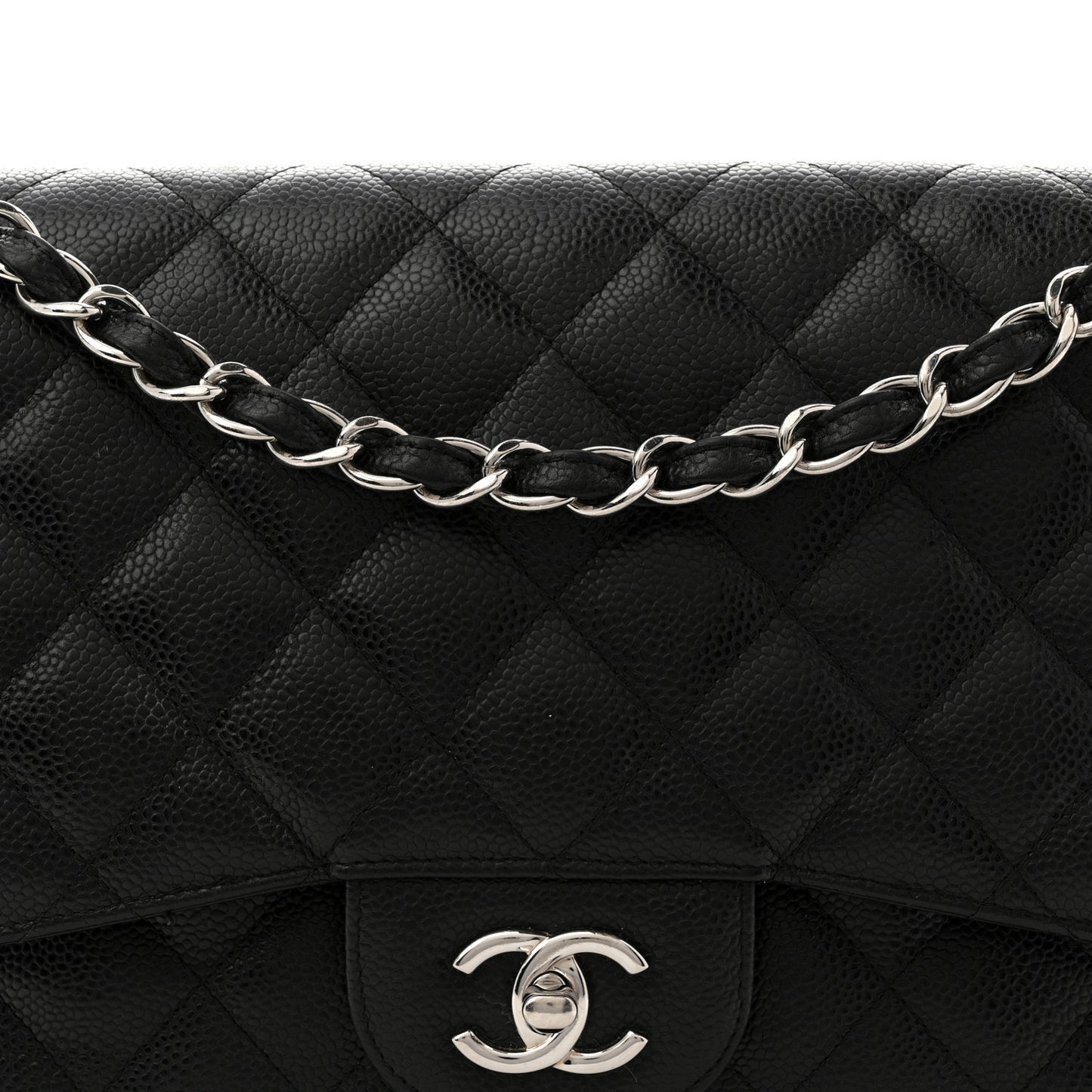 Caviar Quilted Jumbo Double Flap Black
