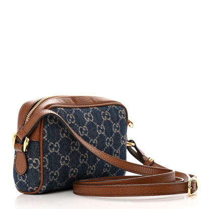 Gucci New Denim GG Monogram Dollar Calfskin Mini Ophidia Shoulder Bag Blue Tea Cuir Epilog 3 of 10