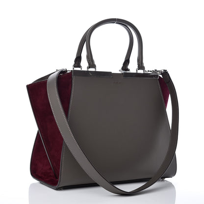 Fendi Vitello Baltico Kore Petite 3jours Tote Carbone Bordeaux 3 of 11