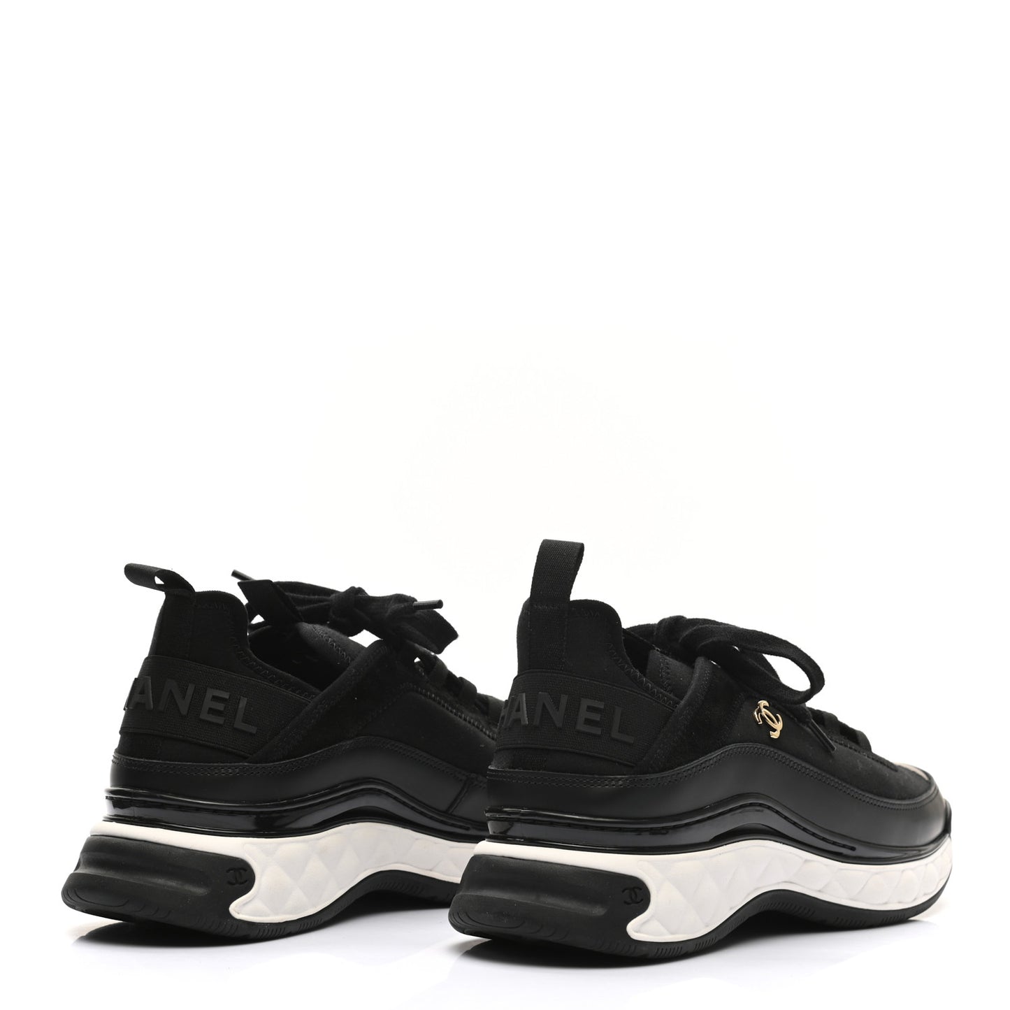 Velvet Calfskin Mixed Fibers CC Sneakers 40 Black