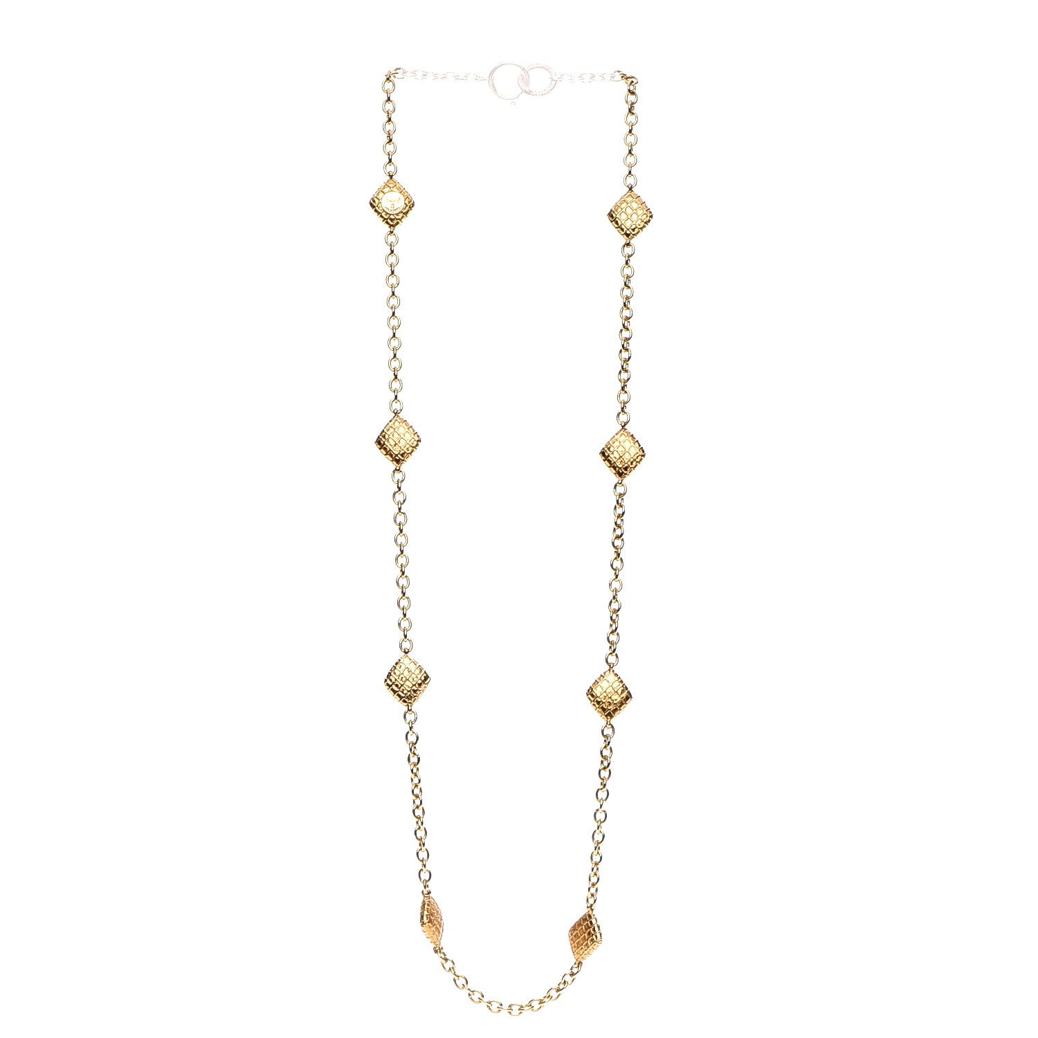 Chanel Quilted Long Chain Necklace Gold 3 of 5