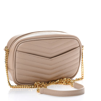 Saint Laurent Grain De Poudre Matelasse Monogram Mini Lou Camera Bag Dark Beige 2 of 10