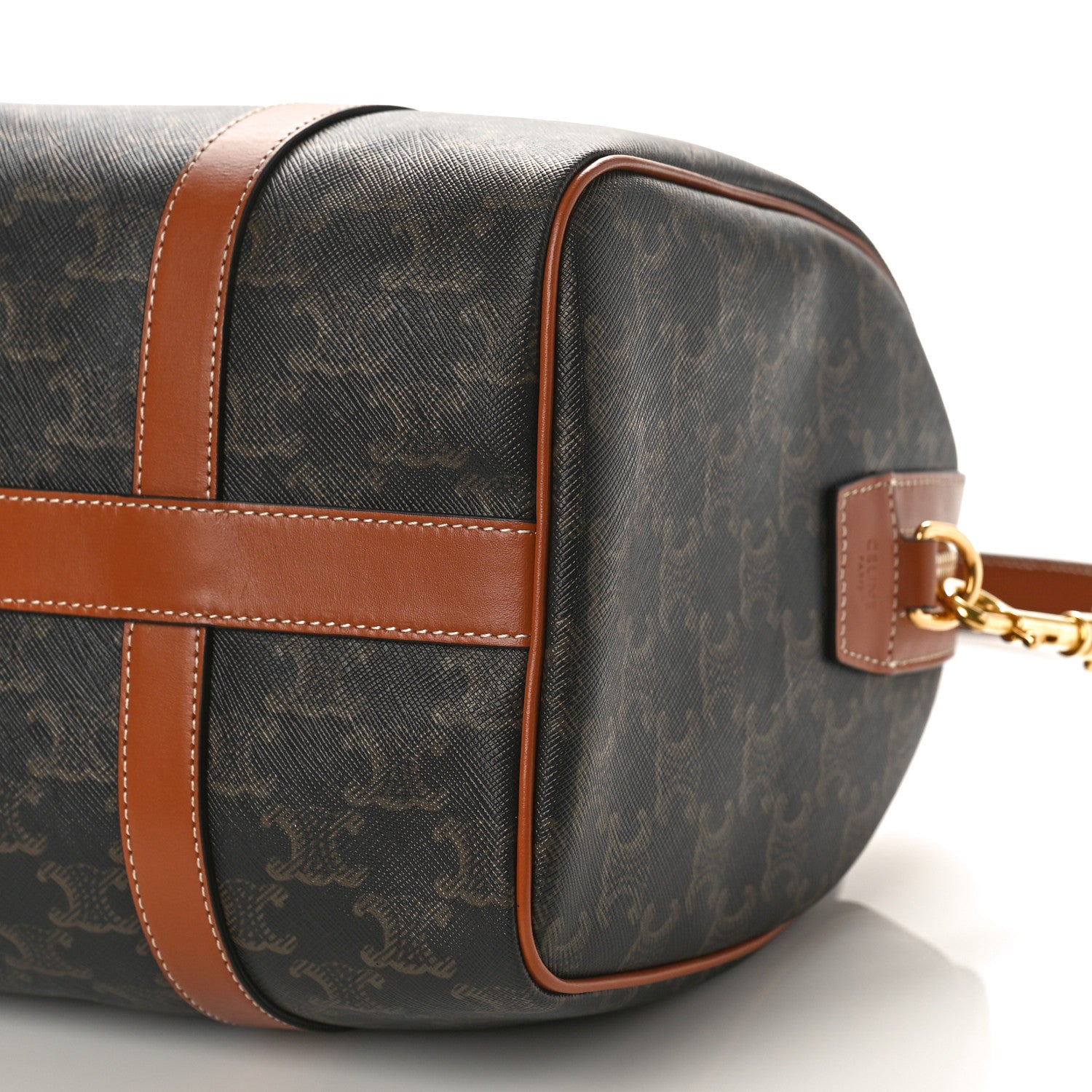 Celine Triomphe Canvas Calfskin Boston Bag Tan 8 of 8