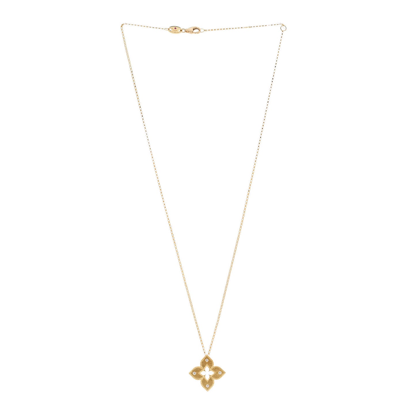 18K Yellow Gold Diamond Extra Small Petite Venetian Princess Flower Pendant Necklace