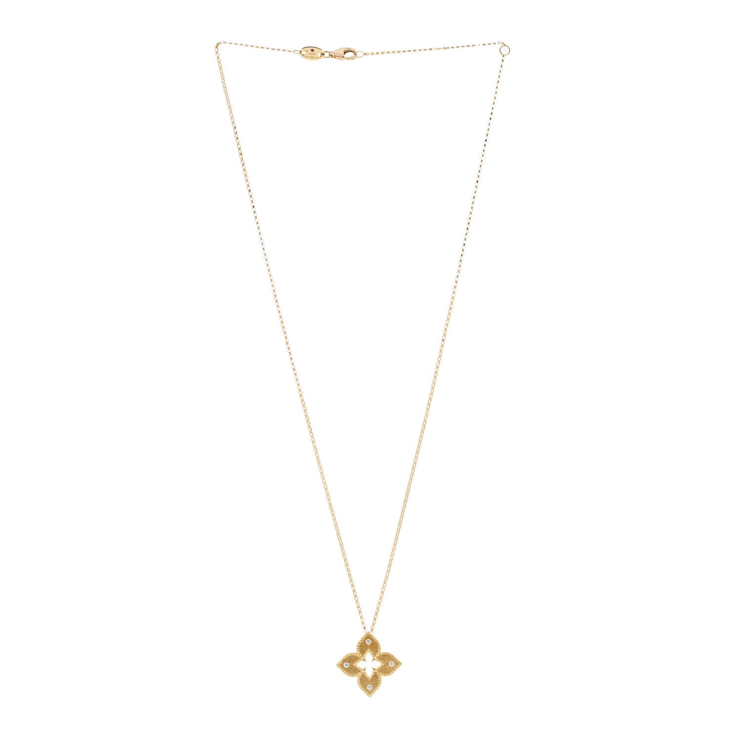 Roberto Coin 18K Yellow Gold Diamond Extra Small Petite Venetian Princess Flower Pendant Necklace 3 of 6