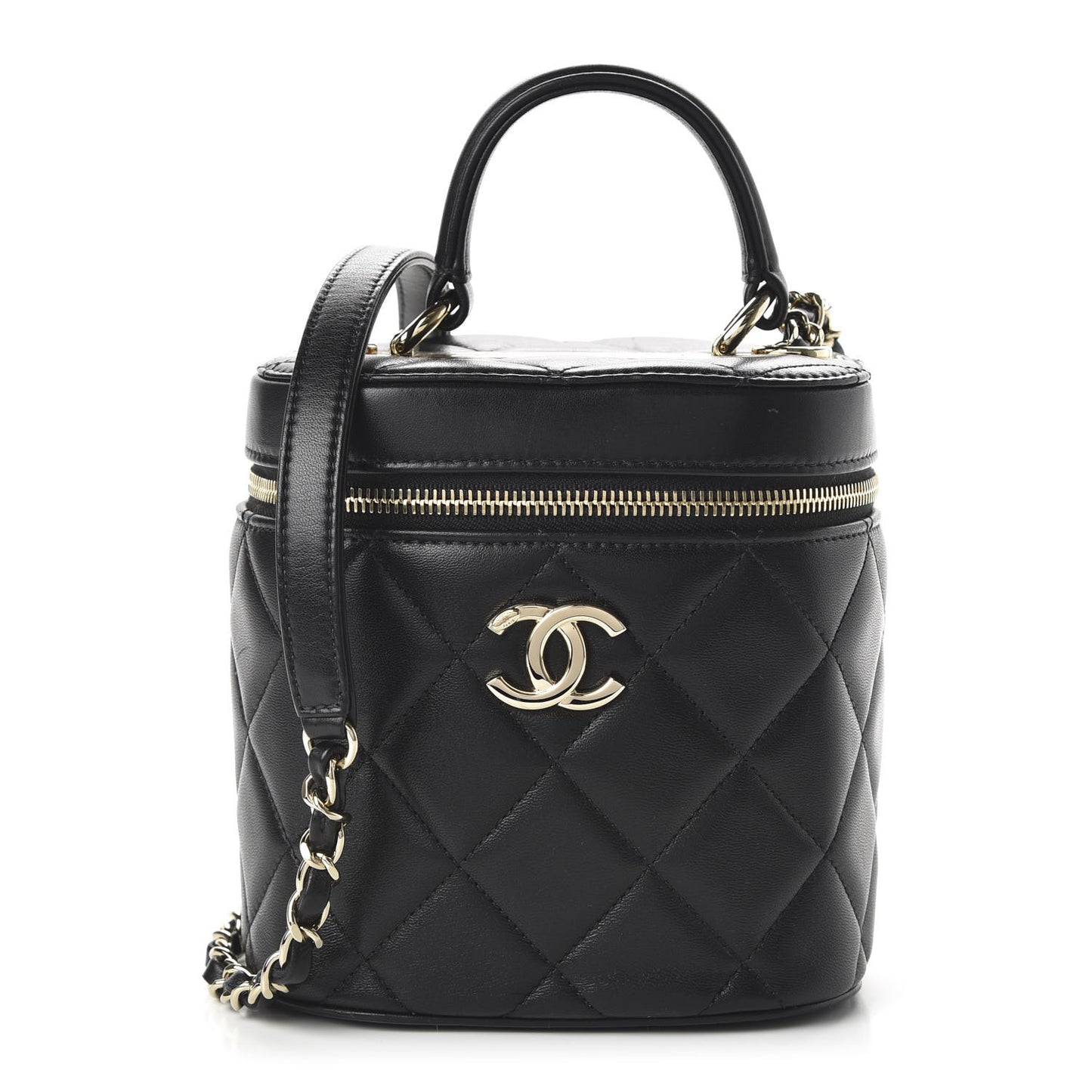 Lambskin Quilted Trendy Vanity Case Black