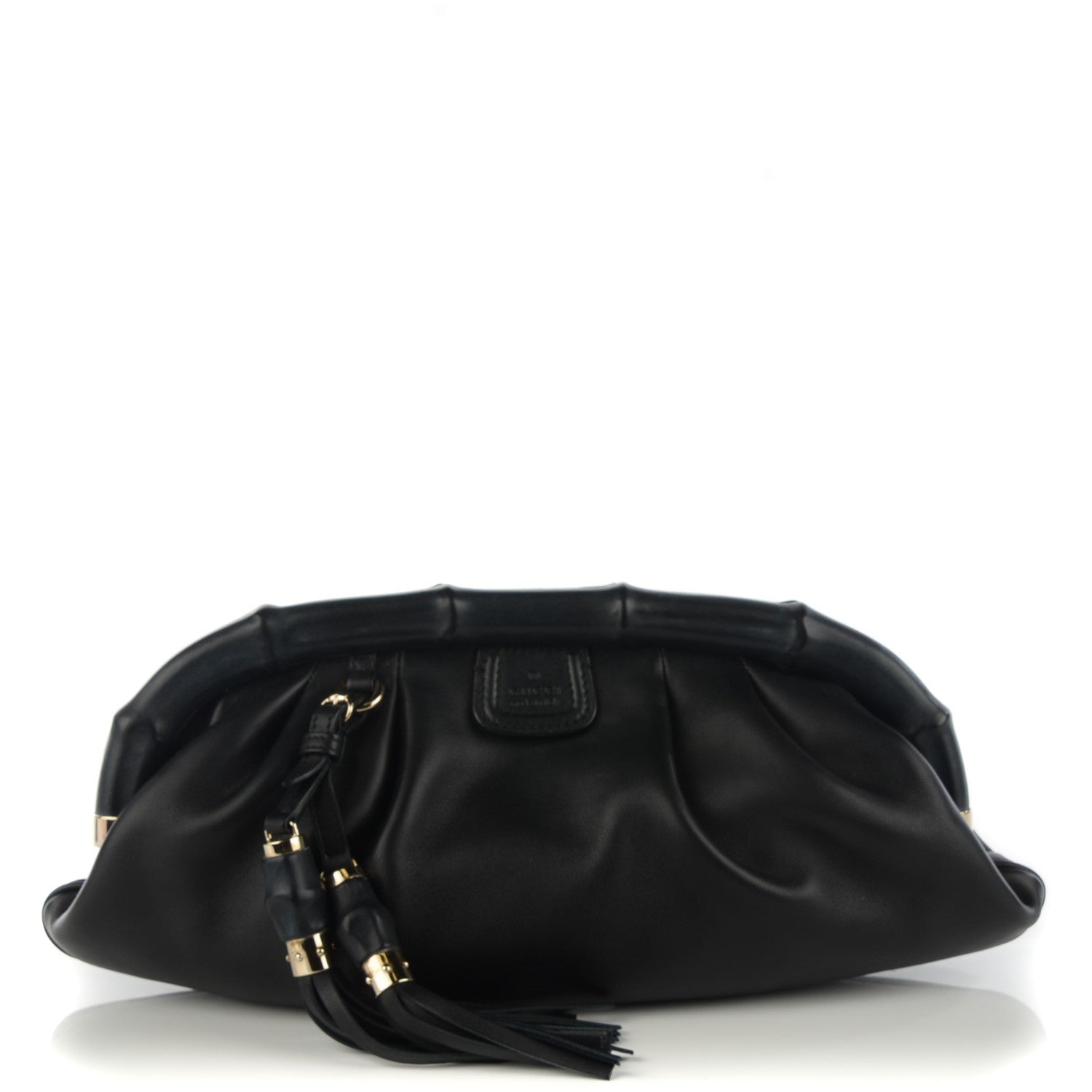 Gucci Calfskin Bamboo Frame Top Tassel Clutch Black 1 of 7