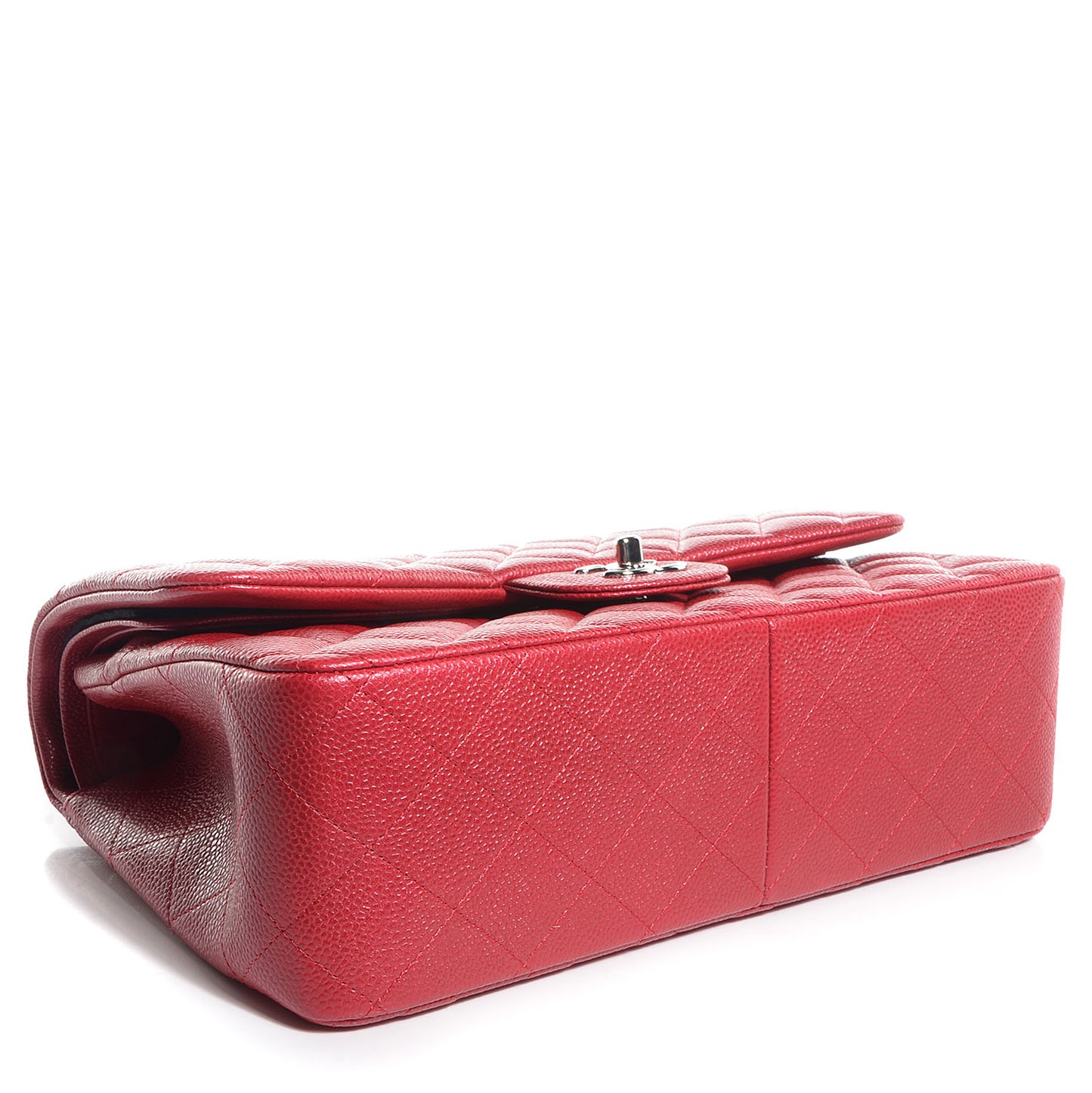 Pearly Caviar Jumbo Double Flap Dark Pink