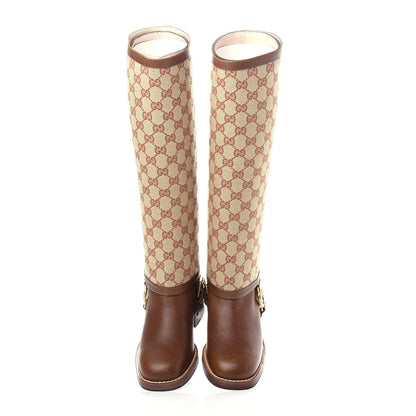 Gucci GG Monogram Calfskin Lola Tall Boots 36 Beige Ruggine Cuir 5 of 9