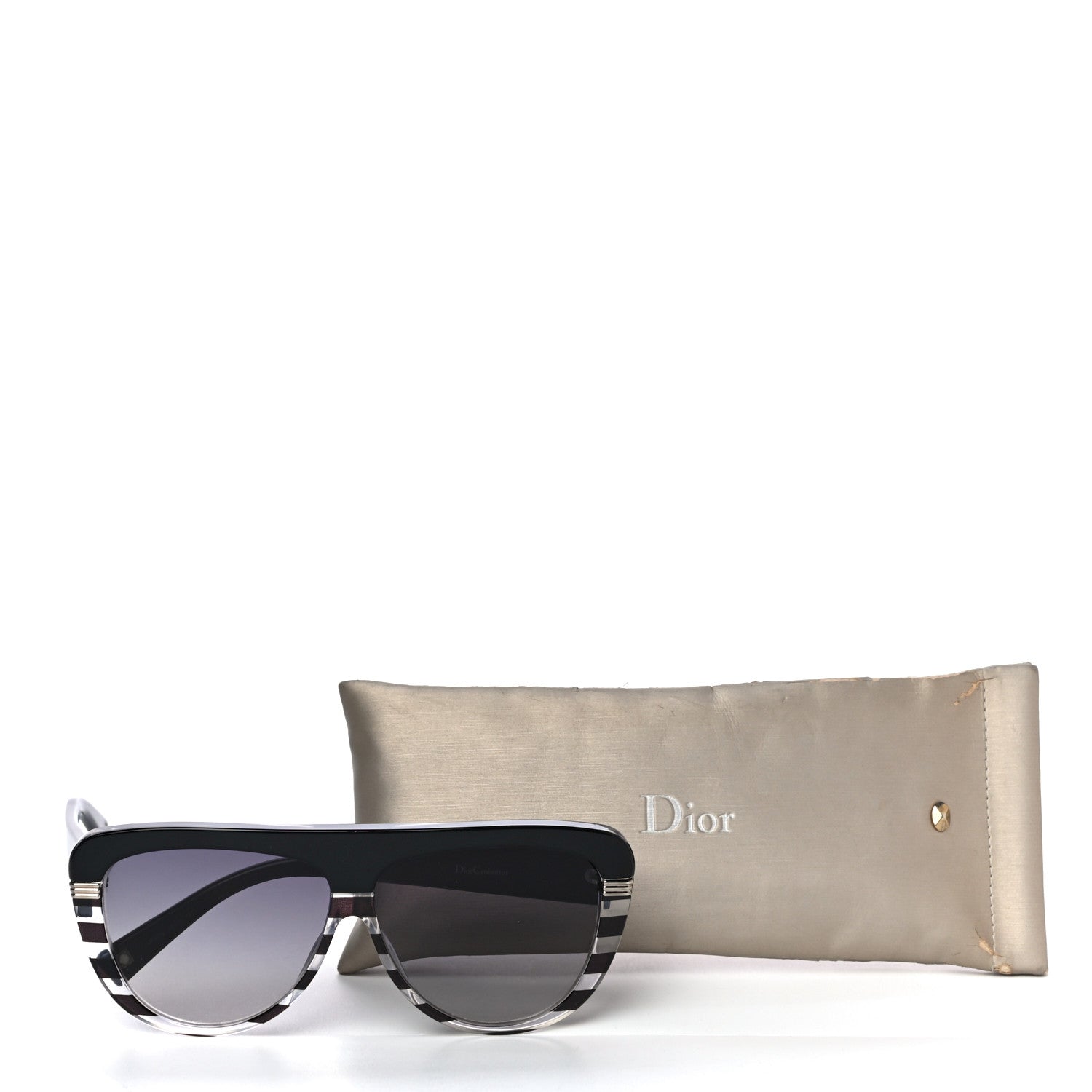 Christian Dior Acetate DiorCroisette1 Striped Sunglasses Black White Grey 9 of 9