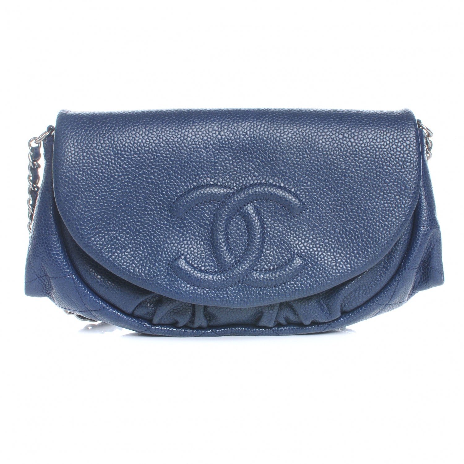 Chanel Caviar Half Moon Wallet On Chain Navy 1 of 9