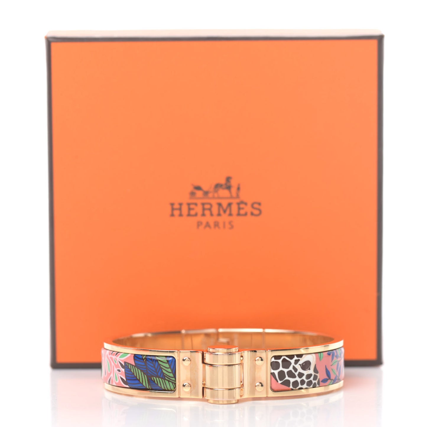Enamel Printed Narrow The Three Graces Hinged Bracelet S Pink Delirium