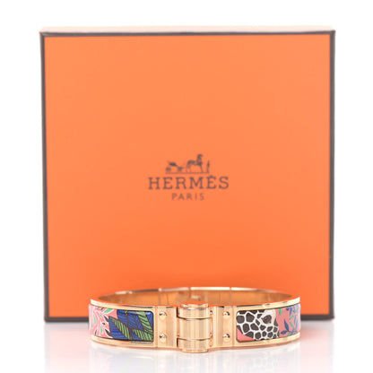Hermes Enamel Printed Narrow The Three Graces Hinged Bracelet S Pink Delirium 6 of 6