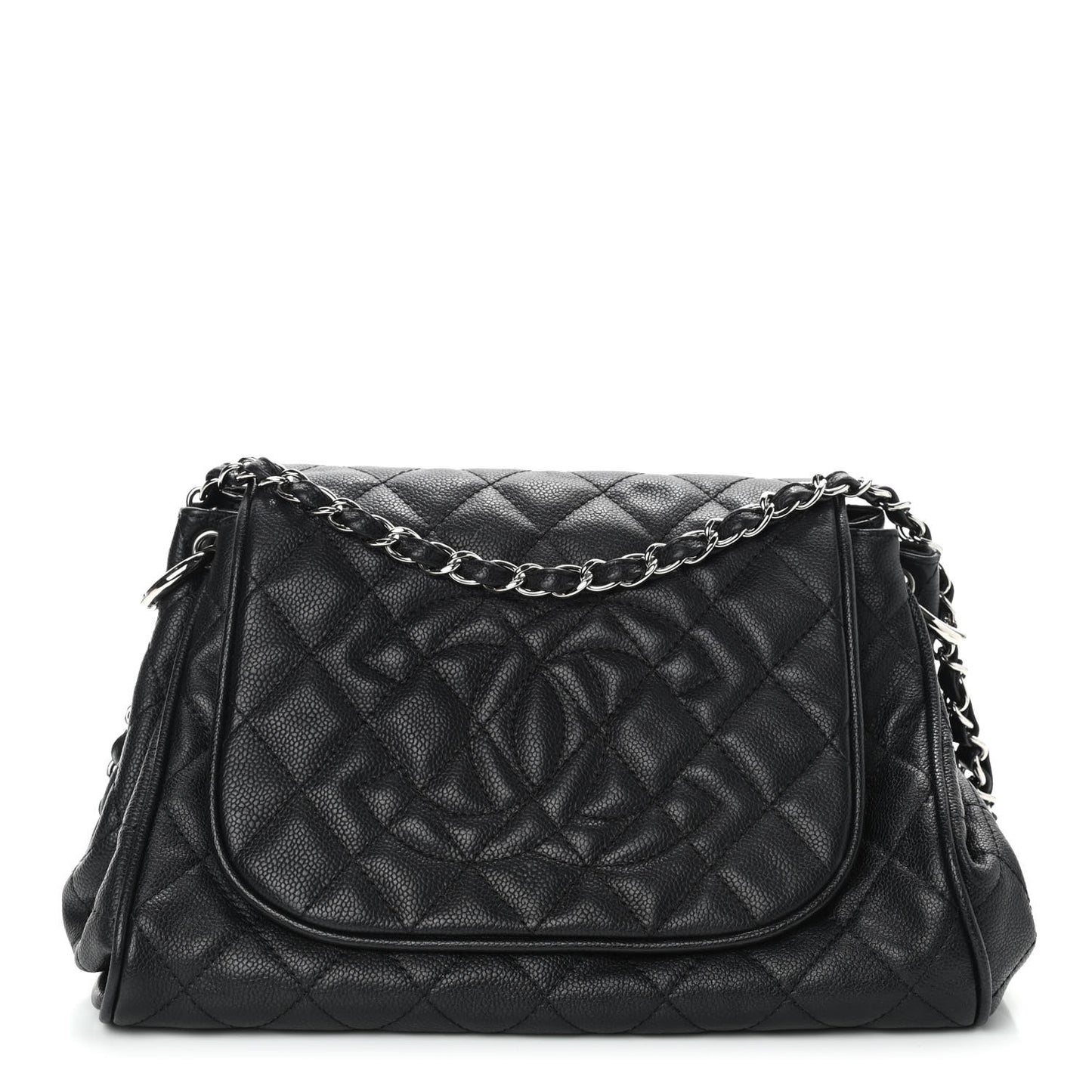 Caviar Quilted Timeless Accordion Flap Black