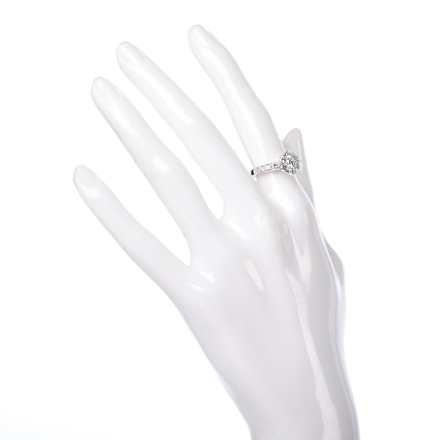Van Cleef & Arpels 18K White Gold Diamond Large Fleurette Ring 49 4.75 2 of 7