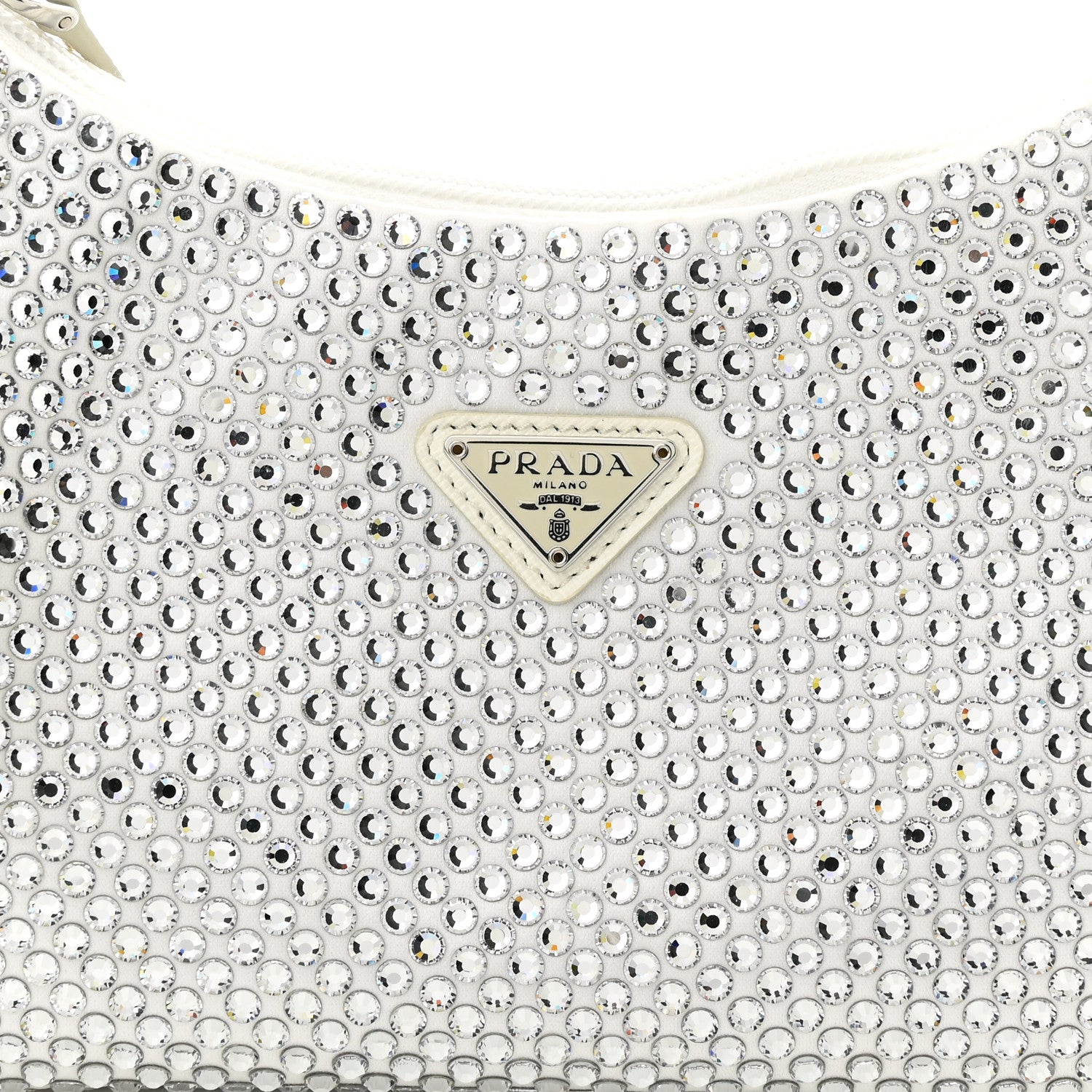 Prada Satin Crystal Mini Re-Edition 2000 Bag White 8 of 10