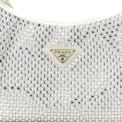 Prada Satin Crystal Mini Re-Edition 2000 Bag White 8 of 10