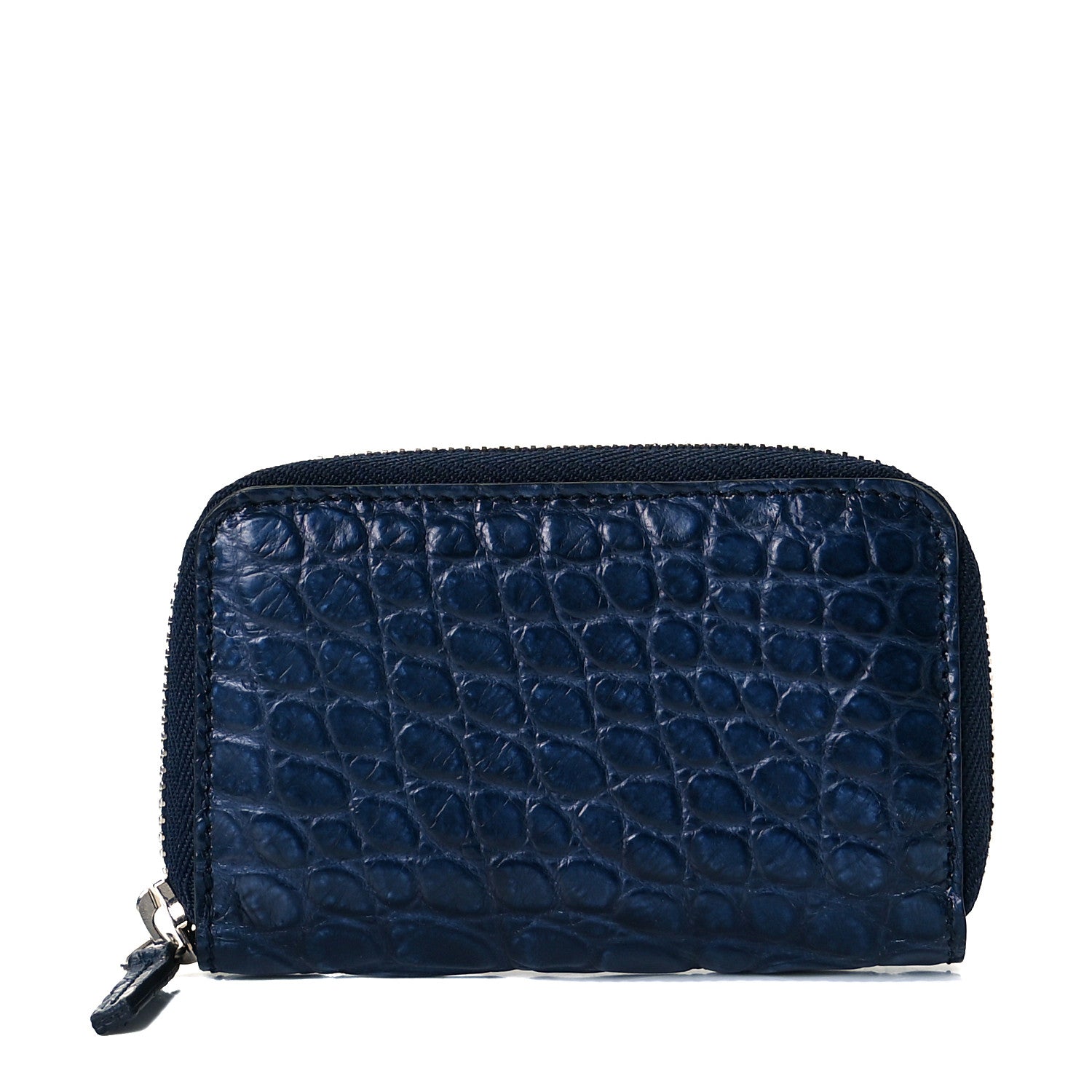 Gucci Crocodile Zip Around Card Case Dark Blue 1 of 7