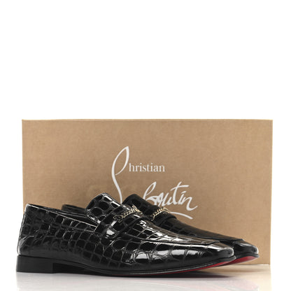 Christian Louboutin Soft Calfskin Alligator Embossed Mens MJ Moc Loafers 42 Black 9 of 9