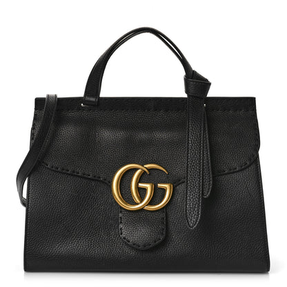 Gucci Calfskin Small GG Marmont Top Handle Bag Black 1 of 13