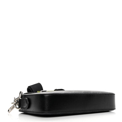 Gucci GG Supreme Monogram Azalea Calfskin Retro Interlocking G Wristlet Shoulder Bag Black 4 of 9
