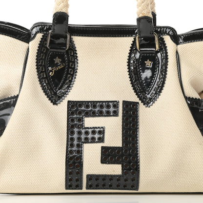 Fendi Canvas Patent Grommet De Jour Tote Natural 8 of 10