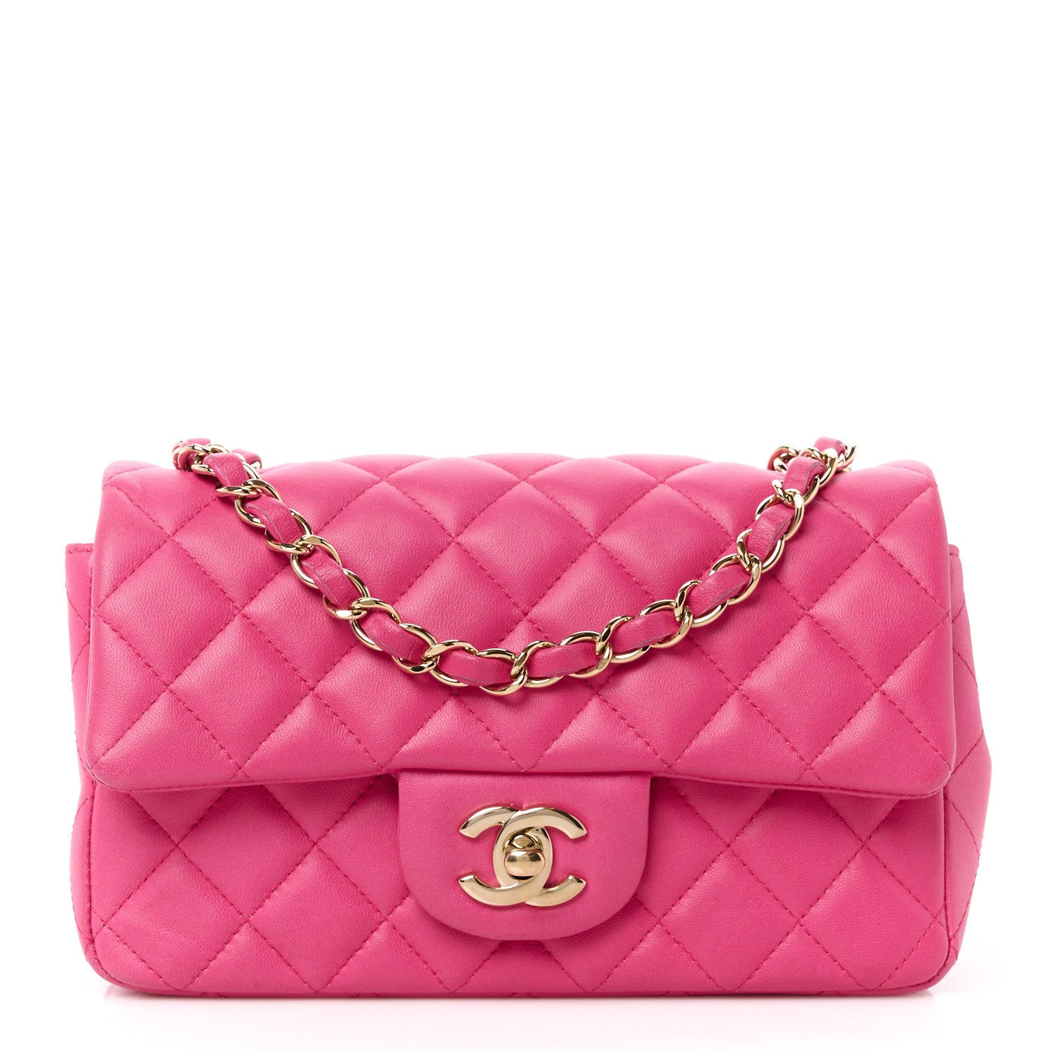 Chanel Lambskin Quilted Mini Rectangular Flap Fuchsia 1 of 13