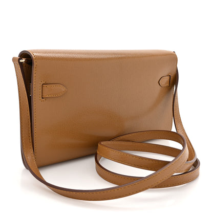 Hermes Chevre Chamkila Kelly Wallet To Go Caramel 3 of 11