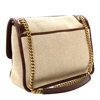 Saint Laurent Cotton Canvas Vintage Calfskin Monogram Medium Niki Chain Satchel Natural Chocolate 3 of 11