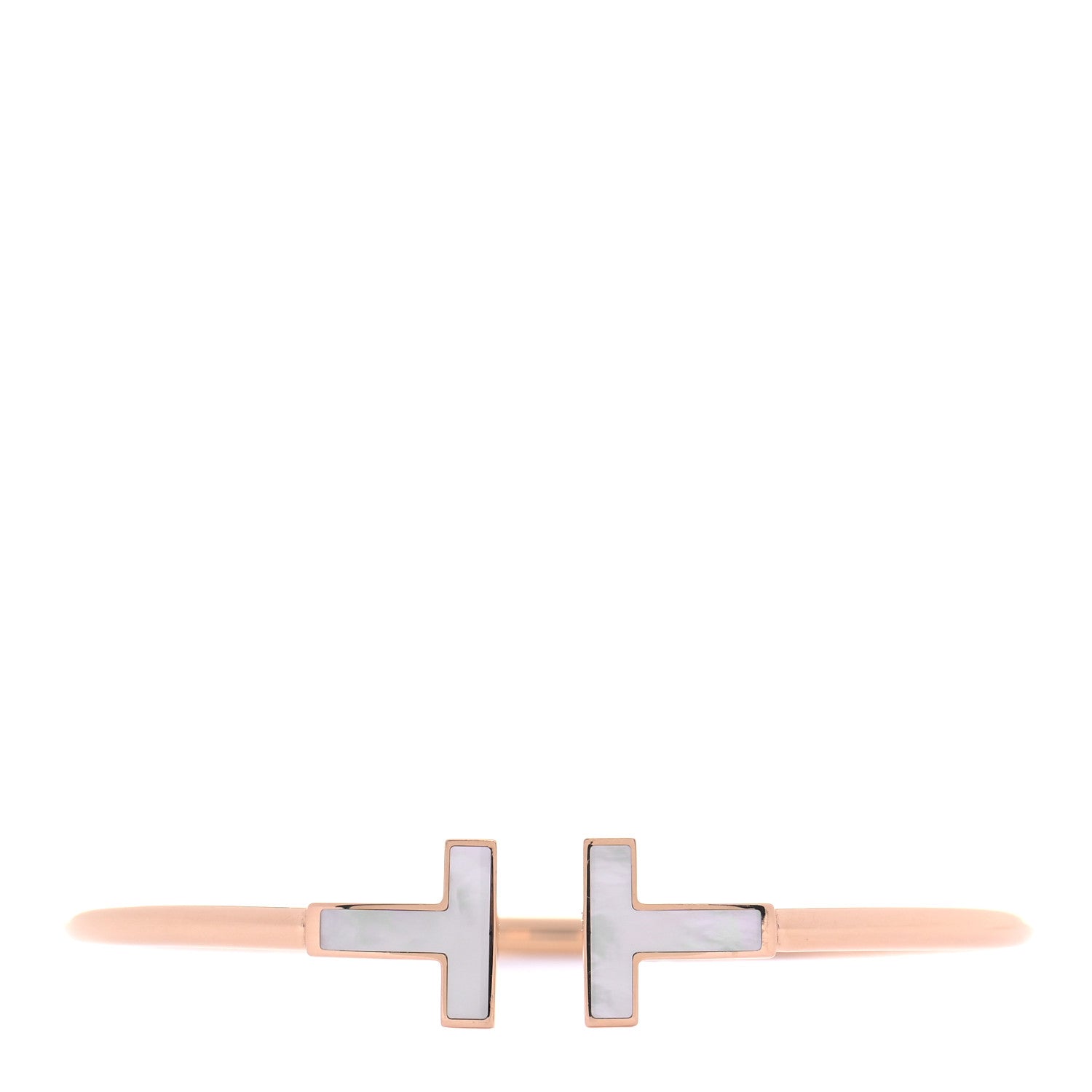 Tiffany 18K Rose Gold Mother of Pearl T Wire Bracelet 1 of 5